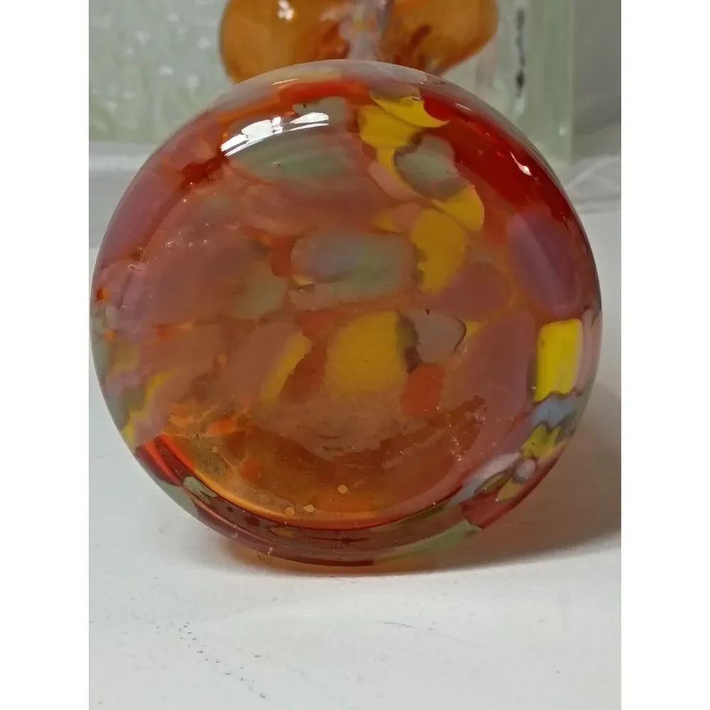Kelvin's Blown Glass Long Ruffled Neck Swung Vase from Japan~Vintage~
